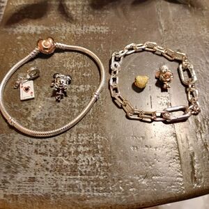 Pandora Silver and Gold Charm Bracelets